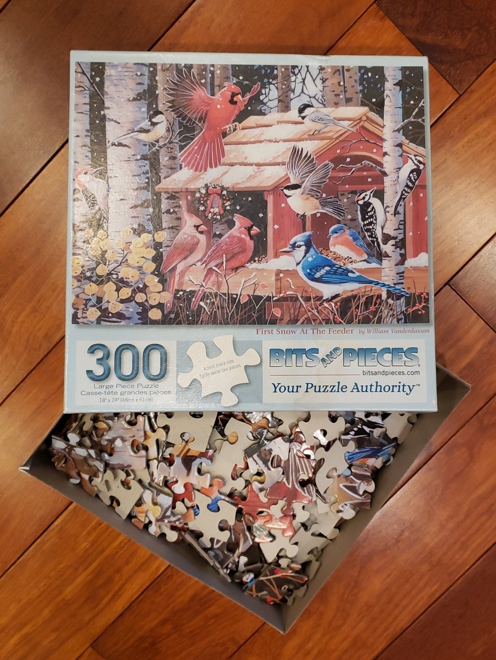 300 Piece Jigsaw Puzzle. Birds. First Snow At The Feeder